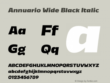 Annuario Wide Black Italic Version 2.000;hotconv 1.0.109;makeotfexe 2.5.65596图片样张