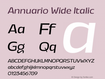 Annuario Wide Italic Version 2.000;hotconv 1.0.109;makeotfexe 2.5.65596图片样张