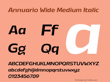 Annuario Wide Medium Italic Version 2.000;hotconv 1.0.109;makeotfexe 2.5.65596图片样张