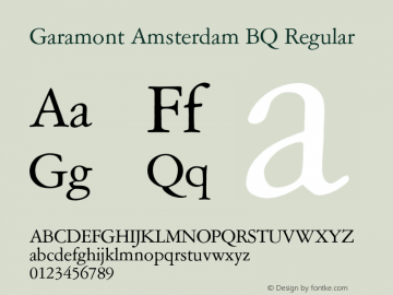 Garamont Amsterdam BQ Regular 001.000 Font Sample