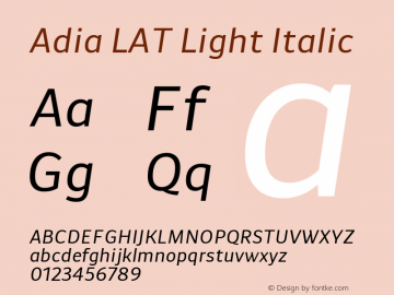 Adia LAT Light Italic Version 1.000图片样张