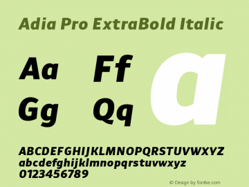 Adia Pro ExtraBold Italic Version 1.000图片样张