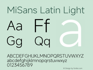 MiSans Latin Light Version 4.002图片样张