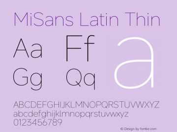 MiSans Latin Thin Version 4.002图片样张
