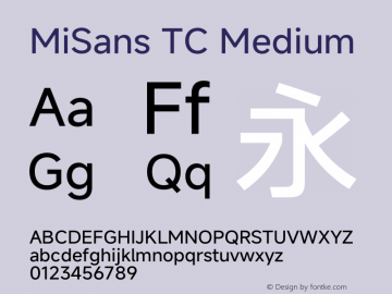 MiSans TC Medium 图片样张