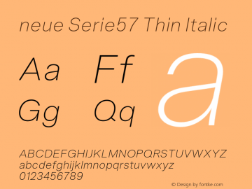 neue Serie57 Thin Italic Version 1.000;Glyphs 3.2 (3222)图片样张
