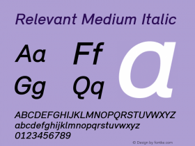 Relevant Medium Italic Version 2.004 2011图片样张