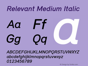 Relevant Medium Italic Version 2.004 2011图片样张