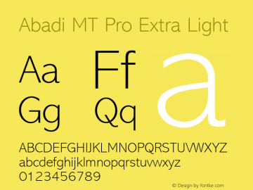 Abadi MT Pro Exra Light Version 1.00 Build 1000图片样张