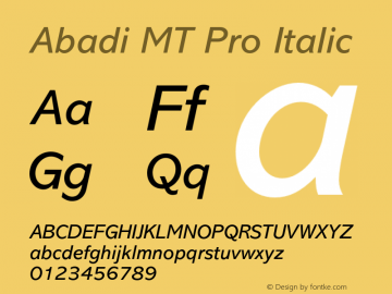 AbadiMTPro-Italic Version 2.000 Build 1000图片样张