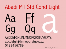 Abadi MT Std Cond Light Version 1.00 Build 1000图片样张