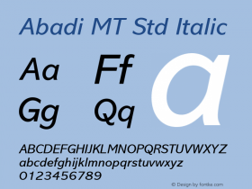 Abadi MT Std Italic Version 1.00 Build 1000图片样张