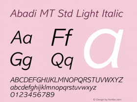 AbadiMTStd-LightItalic Version 3.000 Build 1000图片样张