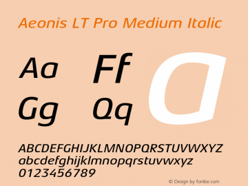 Aeonis LT Pro Medium Italic Version 1.100图片样张