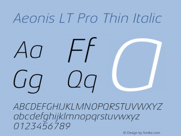 Aeonis LT Pro Thin Italic Version 1.100图片样张