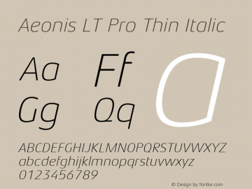 Aeonis LT Pro Thin Italic Version 1.100图片样张