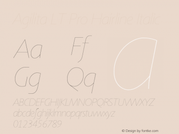 AgilitaLTPro-HairlineItalic Version 1.01图片样张