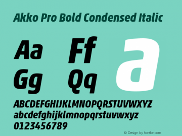 Akko Pro Bold Condensed Italic Version 1.00图片样张