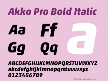 Akko Pro Bold Italic Version 1.00图片样张