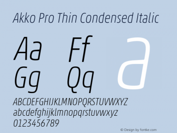 Akko Pro Thin Condensed Italic Version 1.00图片样张