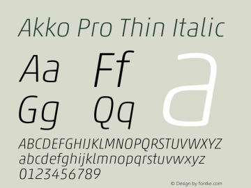 AkkoPro-ThinItalic Version 1.00图片样张