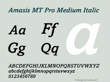 Amasis MT Pro Medium Italic Version 1.00 Build 1000图片样张