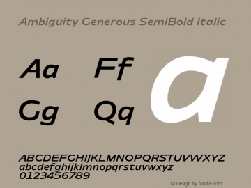 Ambiguity Generous SemiBold It Version 1.00, build 10, s3图片样张