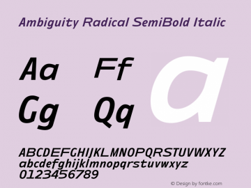 Ambiguity Radical SemiBold It Version 1.00, build 10, s3图片样张