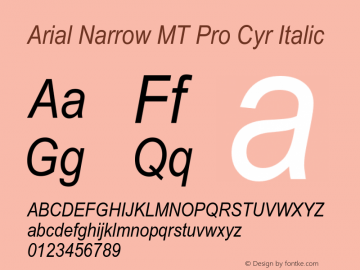 Arial Narrow MT Pro Cyr Italic Version 1.00 Build 1000图片样张