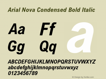 Arial Nova Cond Bold Italic Version 1.12图片样张