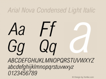 Arial Nova Cond Light Italic Version 1.12图片样张