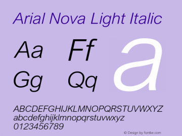 Arial Nova Light Italic Version 1.12图片样张