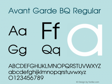 Avant Garde BQ Regular 001.000 Font Sample