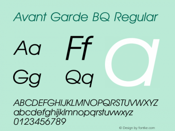 Avant Garde BQ Regular 001.000 Font Sample
