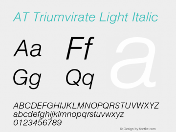 AT Triumvirate Light Italic Version 1.00 Build 1000图片样张