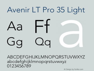 Avenir LT Pro 35 Light Version 1.01 Build 1000图片样张