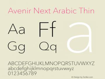 Avenir Next Arabic Thin Version 1.00图片样张