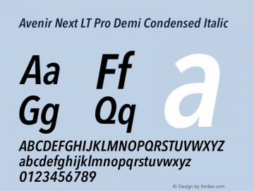 Avenir Next LT Pro Demi Condensed Italic Version 3.00图片样张