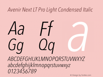 Avenir Next LT Pro Light Condensed Italic Version 3.00图片样张