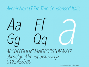 Avenir Next LT Pro Thin Condensed Italic Version 3.00图片样张