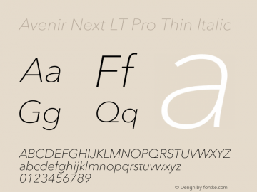 Avenir Next LT Pro Thin Italic Version 3.00图片样张