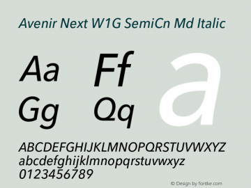 Avenir Next W1G SemiCn Md It Version 1.00图片样张