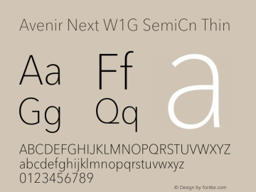 Avenir Next W1G SemiCn Thin Version 1.00图片样张