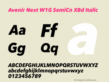 Avenir Next W1G SemiCn XBd It Version 1.00图片样张