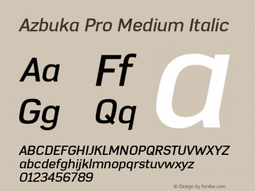 AzbukaPro-MediumItalic Version 1.000图片样张