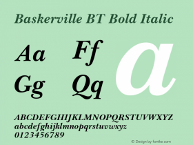 Baskerville BT Bold Italic Version 1.01 emb4-OT图片样张