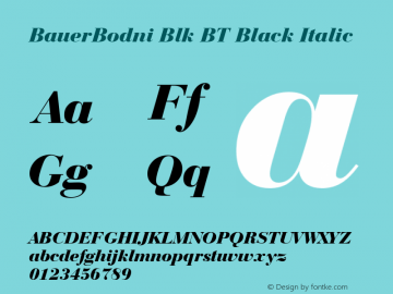 BauerBodni Blk BT Black Italic Version 1.01 emb4-OT图片样张