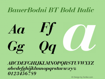 BauerBodni BT Bold Italic Version 1.01 emb4-OT图片样张