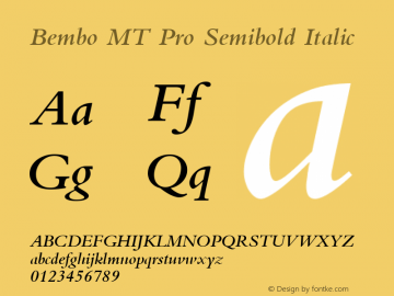 Bembo MT Pro Semibold Italic Version 2.00图片样张