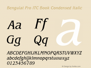 Benguiat Pro ITC Book Condensed Italic Version 1.00 Build 1000图片样张